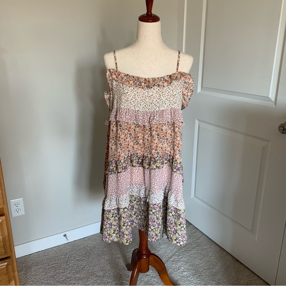 Umgee Dresses & Skirts - Prairie Patch Work Floral Boho Mini Dress Size Large Umgee